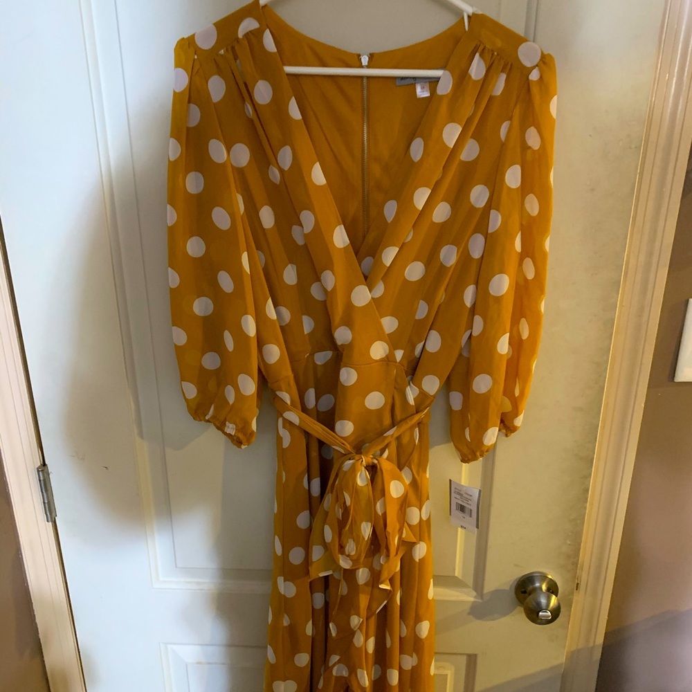 Mustard polka dot dress